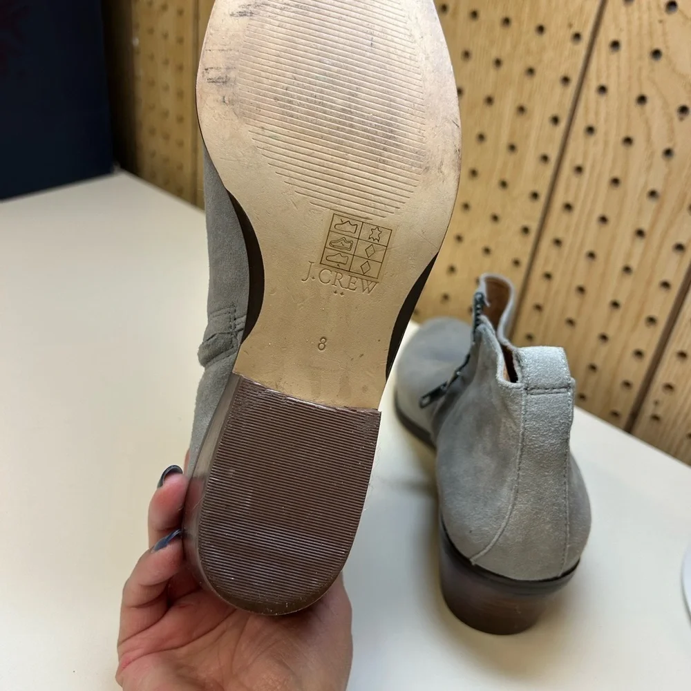 J. Crew Leather Ankle Boots In Grey